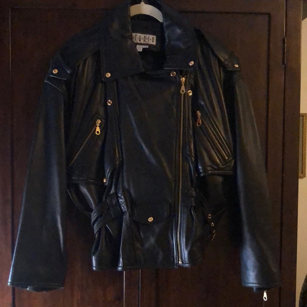 Leather motorcycle jacket